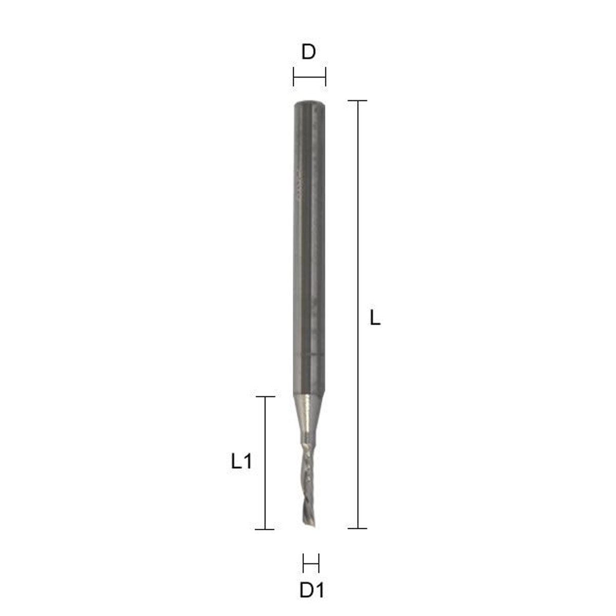 Fresa helicoidal de aresta única com hélice de impulso modelo Z1S-3X1X38/4