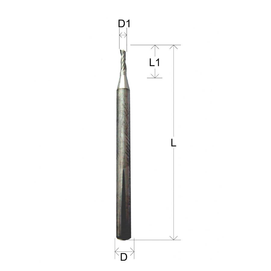 Fresa helicoidal de aresta única com hélice de impulso modelo Z1-6x2x60/10