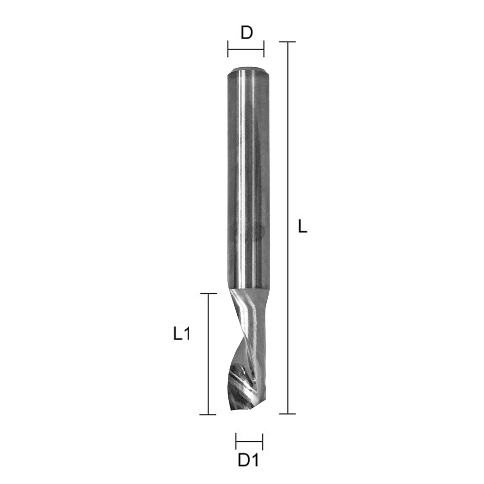 Fresa helicoidal de aresta única com hélice motriz Z1-8X8X63/17