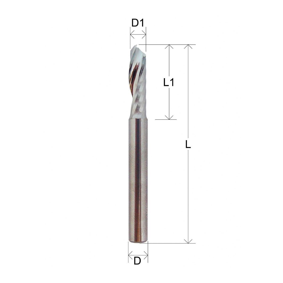 Fresa helicoidal de aresta única com hélice motriz Z1-6X4X50/12